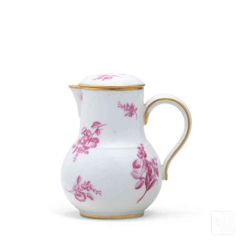 A Vincennes/Sèvres hot milk jug and cover (pot à lait), dated 1756